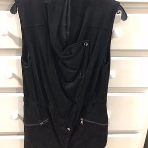 Vest Black suede hip length
